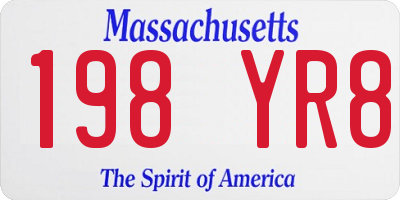 MA license plate 198YR8