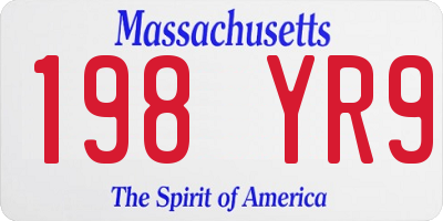 MA license plate 198YR9