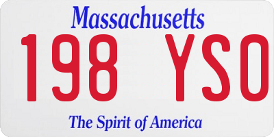 MA license plate 198YS0