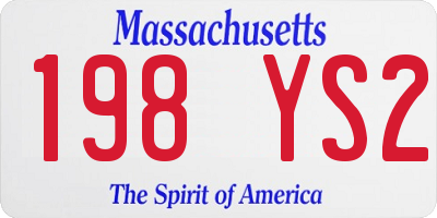 MA license plate 198YS2
