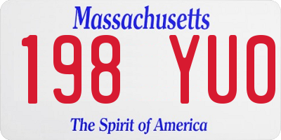 MA license plate 198YU0