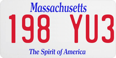 MA license plate 198YU3