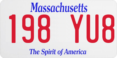 MA license plate 198YU8