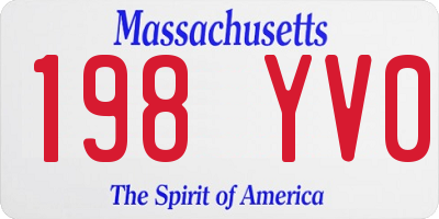 MA license plate 198YV0