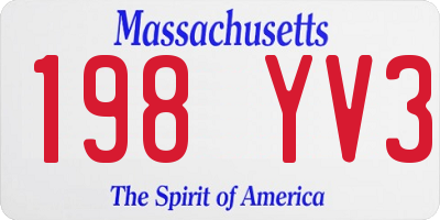 MA license plate 198YV3