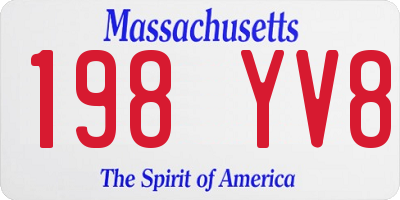 MA license plate 198YV8