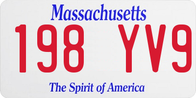 MA license plate 198YV9