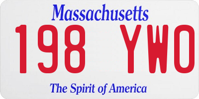 MA license plate 198YW0