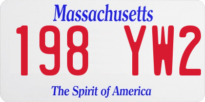 MA license plate 198YW2
