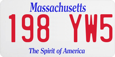 MA license plate 198YW5