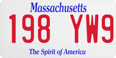 MA license plate 198YW9