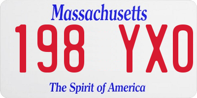 MA license plate 198YX0