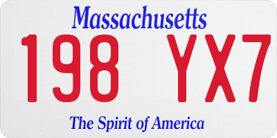 MA license plate 198YX7