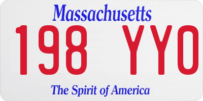 MA license plate 198YY0