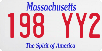 MA license plate 198YY2