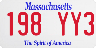 MA license plate 198YY3