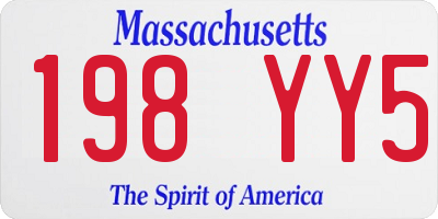MA license plate 198YY5