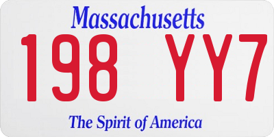 MA license plate 198YY7