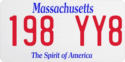 MA license plate 198YY8