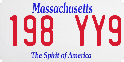 MA license plate 198YY9