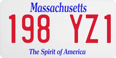 MA license plate 198YZ1