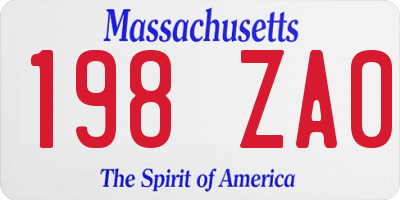 MA license plate 198ZA0