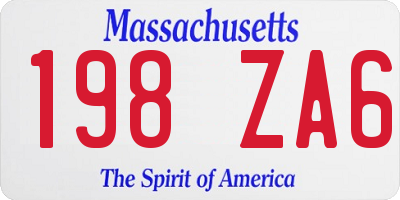 MA license plate 198ZA6
