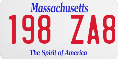MA license plate 198ZA8