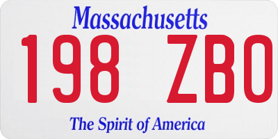 MA license plate 198ZB0