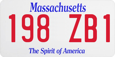 MA license plate 198ZB1