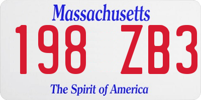MA license plate 198ZB3