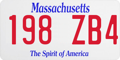 MA license plate 198ZB4