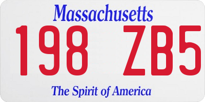 MA license plate 198ZB5