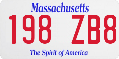 MA license plate 198ZB8
