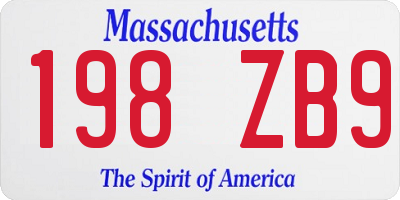 MA license plate 198ZB9