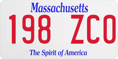 MA license plate 198ZC0