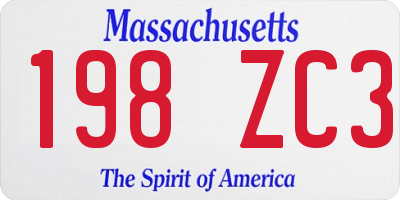 MA license plate 198ZC3