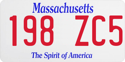 MA license plate 198ZC5