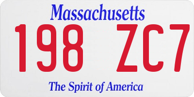 MA license plate 198ZC7