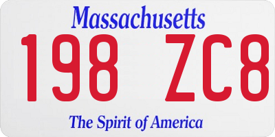 MA license plate 198ZC8