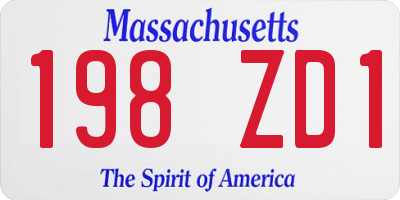 MA license plate 198ZD1