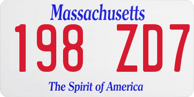 MA license plate 198ZD7