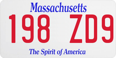 MA license plate 198ZD9