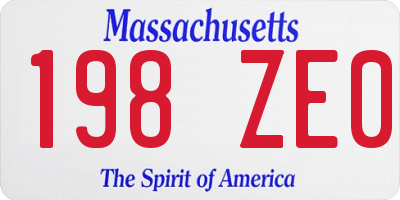 MA license plate 198ZE0