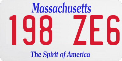 MA license plate 198ZE6