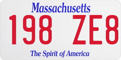 MA license plate 198ZE8