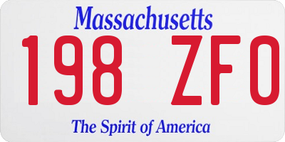 MA license plate 198ZF0