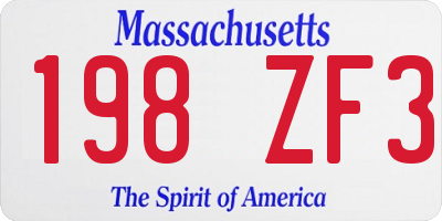 MA license plate 198ZF3