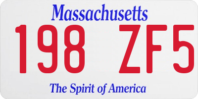 MA license plate 198ZF5