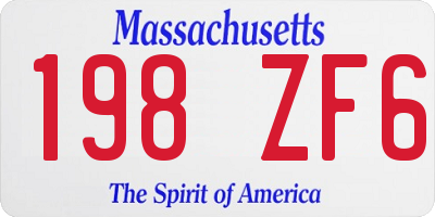 MA license plate 198ZF6